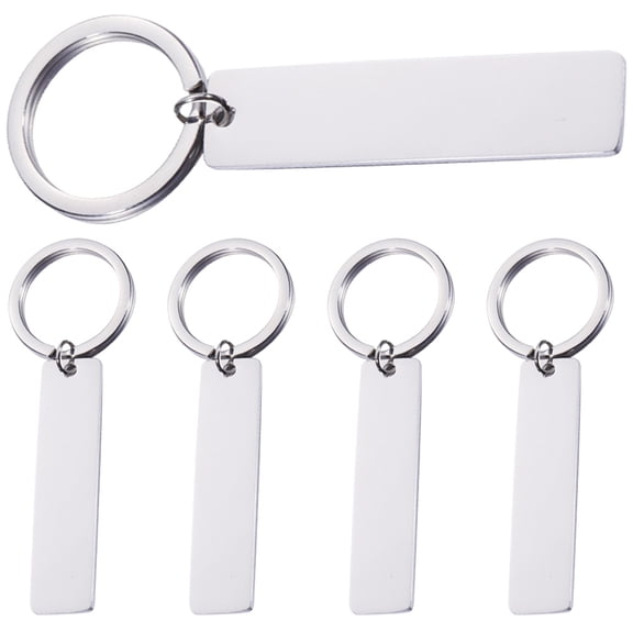BESTYASH 5-Pack Stainless Steel Keychain Bulk Set with Plain for Daily Use and Engraving