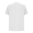thumbnail image 5 of HomeDM Short Sleeve Shirts for Women, V Neck Summer Loose Fit Solid Color Basic Tee with Pocket - White/XL, 5 of 7