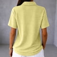 thumbnail image 3 of Dwellite Women Polo Shirts Short Sleeve Button Down Collared Golf Tee Business Casual Summer Work Tops Athletic Tennis Shirts Yellow M, 3 of 5