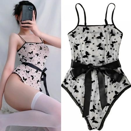 

Summark Bodysuit For Women Sexy Lingerie Erotic Costumes Cute Star Printing Transparent Jumpsuit Women s Underwear