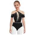 thumbnail image 2 of iiniim Kids Girls Rhythmic Ballet Unitard Figure Ice Skating Jumpsuit Dance Leotard Short Sleeve Bodysuit Black 16, 2 of 7