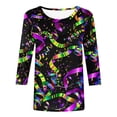 thumbnail image 4 of VERUGU Womens Tops 3/4 Sleeve T-Shirt Spring Summer Crew Neck Carnival Print Loose Comfortable Casual Blouse Multicolor S, 4 of 5