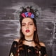 thumbnail image 5 of 2pcs Halloween encaje malla cabello aro diadema de flores de cráneo para mujeres estilo aleatorio, 5 of 6