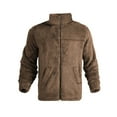 thumbnail image 5 of Men's Stand-up Collar Fleece Jacket with Solid Color Design, Loose Zipper Long-sleeve Style for Casual Outings, Winter Layering, and Holiday Events,Brown,L, 5 of 7