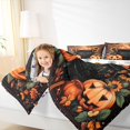 thumbnail image 3 of Manfei Halloween Pumpkin Bats Sunflowers 7-Piece Twin Bedding, Vintage Floral Butterfly Bedding Comforter Set, Brown Orange Green,Reversible, 3 of 7