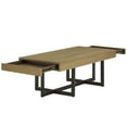thumbnail image 3 of Weston Home Nadian Wood and Black Metal Two Drawers Coffee Table, Oak, 3 of 10