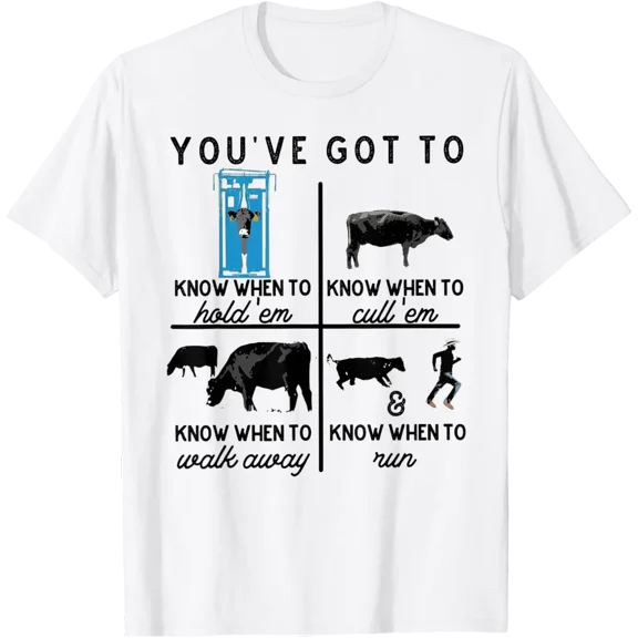 Know When to Hold Em Cattle Farmer Ranching Quote T-Shirt