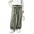 thumbnail image 4 of LvhaoGJOB Kids' Casual Pants - Soft, Elastic Waist & Pockets - Army Green 9-10 Years, 4 of 5