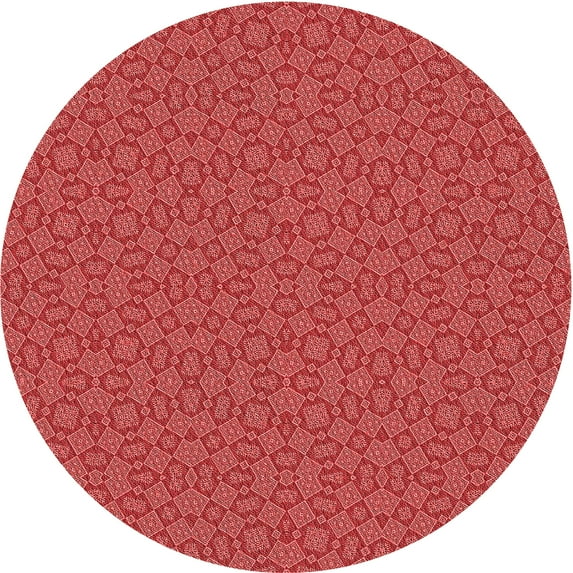 Ahgly Company Indoor Round Patterned Ferrari Red Area Rugs, 8' Round