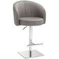 thumbnail image 2 of Studio 55D Chrome Swivel Bar Stool 31" High Modern Gray Faux Leather Tufted Cushion with Backrest Footrest Kitchen Counter Island, 2 of 9