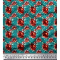 thumbnail image 1 of Soimoi Green Velvet Fabric Leaves & Peony Floral Decor Fabric Printed Yard 60 Inch Wide, 1 of 3