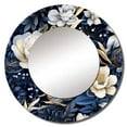 thumbnail image 2 of Designart "Midnight Indigo Bloom I" Botanical Round Mirror Wall Decor Bohemian - Large Blue Round Bathroom Mirror - Round Mirror - 23" x 23", 2 of 6