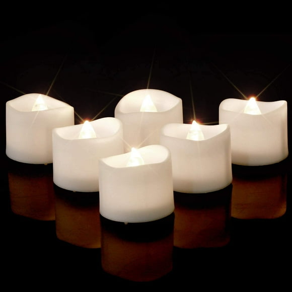 Bright White LED Tea Light Candles, 24pcs Flickering LED Tea Lights