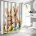 thumbnail image 5 of KCEHTA Easter Shower Curtain Colorful Bunny Rabbit Spring Floral Bathroom Shower Curtain with Hooks, 5 of 6