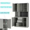 thumbnail image 6 of HIUU Grey Buffet Cabinet Storage with Drawers and Microwave Stand with Charge Station and LED Light, 6 of 8