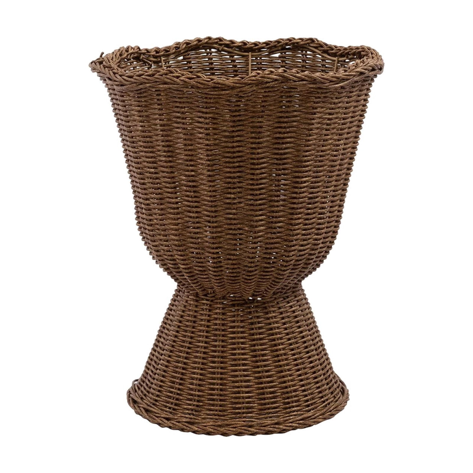 HIELLFQ Decorative Plant Pots Elegant Home Decor,15.3" Rattan Planter Easter Decor for Home Garden, Flower Pot with Scalloped Rim Outdoor Indoor Spring Decor