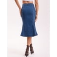 thumbnail image 4 of DARING DIVA Women's Bodycon Fishtail Ruffled Knee Length Jean Skirt Small Blue, 4 of 7