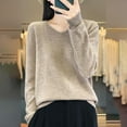 thumbnail image 4 of PNTUTB Women's Solid Color Soft Skin-Friendly V-Neck Long Sleeve Casual Loose Fit Knit Top&Flash Picks, 4 of 6