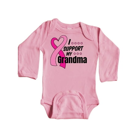 

Inktastic Breast Cancer Awareness I Support My Grandma Pink Ribbon Gift Baby Boy or Baby Girl Long Sleeve Bodysuit