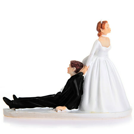 Love Runaway Groom Wedding Cake Funny Couple Topper Figurine Now I Have You Cake Resin