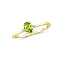 JewelersClub Peridot Ring Birthstone Jewelry – 0.50 Carat Peridot 14K Gold Plated Silver Ring Jewelry with White Diamond Accent – Gemstone Rings with Hypoallergenic 14K Gold Plated Silver Band
