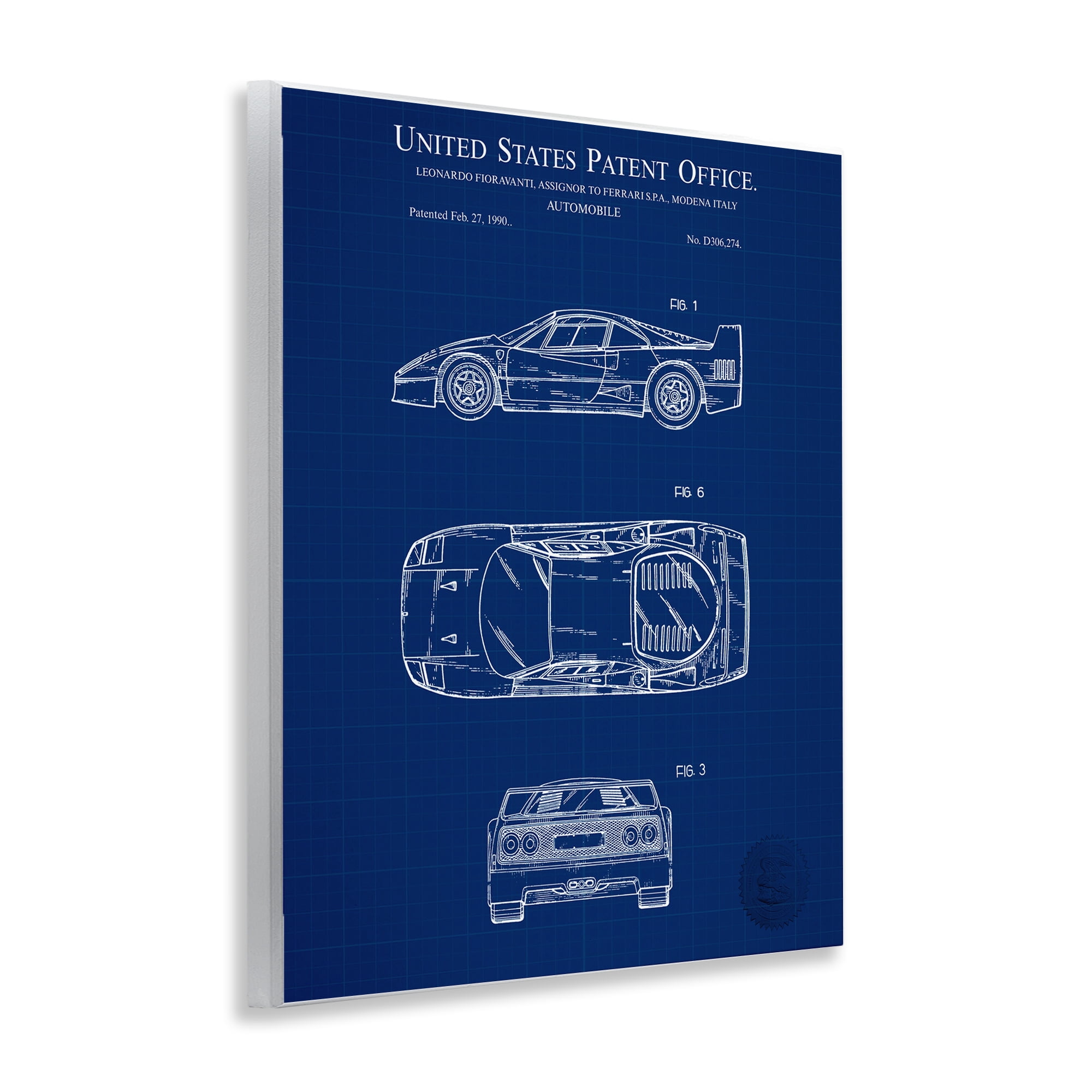 Stupell Industries Automobile Car Blueprint Transportation Painting Unframed Art Print Wall Art, 11 x 14