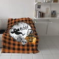 thumbnail image 4 of Halloween Boo Throw Blankets, Ghost Spooky Pumpkin Witches Hat Soft Fleece Blanket Decorative for Home Sofa Couch Chair Living Bedroom,40x50 inches, Buffalo Check Plaid Orange Black, 4 of 6