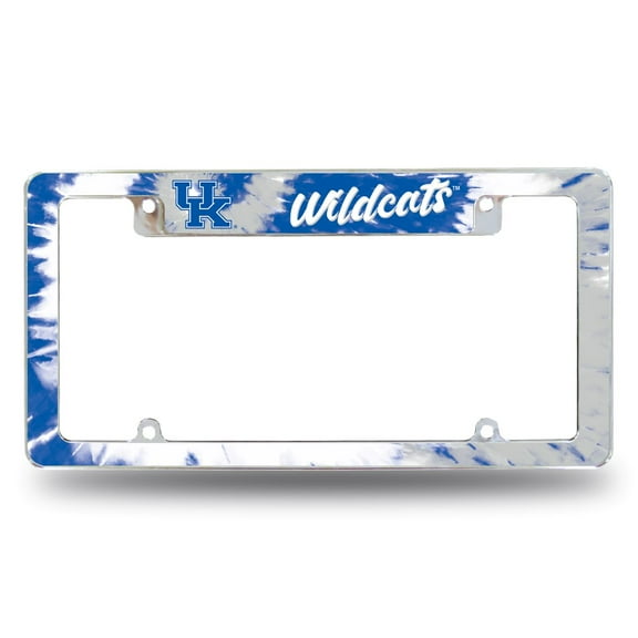 Kentucky NCAA Wildcats Chrome Metal License Plate Frame with Tie Dye Design