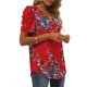 thumbnail image 4 of Tops Para Mujer Blusas Casuales Elegantes Camisas Blusa Estampada Con Cuello en V de Manga Corta Abullonada de Moda Odeerbi ODB155128, 4 of 6