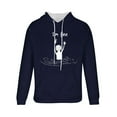 thumbnail image 5 of Riecok Mens Hoodies Pullover Drawstring Solid Color Long Sleeve Tops with Pocket Comfortable Hooded Coat Navy 4XL, 5 of 5