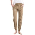 thumbnail image 1 of Womens Cargo Pants With Pockets Ladies Minimalist Spring Summer Solid Color With Printed Pockets Drawstring Women Pants Khaki XXL, 1 of 3