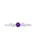 thumbnail image 5 of Rosec Jewels Amethyst Promise Ring with Diamond for Women, Beaded Leaf Ring - AAA Grade, 14K White Gold, US 9.00, 5 of 9