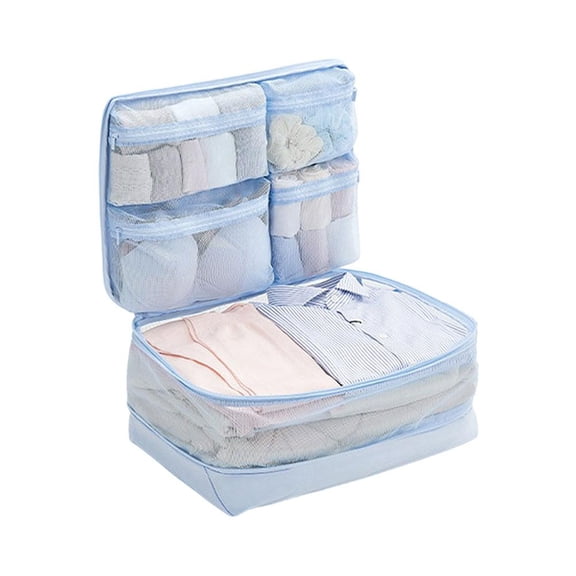5-in-1 Travel Compression Packing Cubes - Expandable Luggage Organizer with Mesh Compartments, Space-Saving Compression Bag for Suitcases, Business Trips & Weekend Getaways