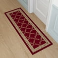 thumbnail image 5 of Ottomanson Trellis Bathroom Runner Rug 20" x 53" - Non Slip Low Pile Carpet, Burgundy Red, 5 of 13