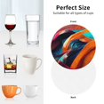 thumbnail image 6 of Disketp Abstract Fabric Color Waves Funny Coasters,4 Pcs Leather Coasters with Holder, Perfect Housewarming Hostess Gifts,Protect Furniture from Water Marks Scratch and Damage-Round Shape, 6 of 6
