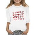 thumbnail image 1 of LUOGENLI T-Shirt pour Filles Imprimé de la Saint-Valentin Mode Fonctionnel Col Rond Manches 3/4 T-Shirt Décontracté Ensemble Maxi Tops Été Blanc 7-8 Ans, 1 of 4