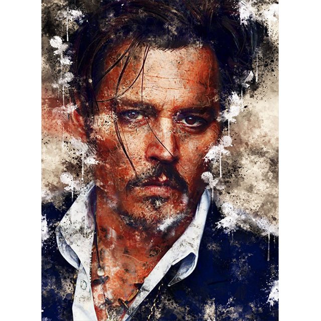 Cuadros Decorativos Johnny Depp Actor 5D DIY Diamond Painting Kits Full Round Drill Decor (sz2692) Likrtyny embutido en tela