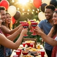 thumbnail image 4 of Reusable Red Plastic Stemmed Cocktail Glasses, 12 oz, Drinkware Set of 2, 4 of 15