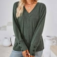 thumbnail image 2 of ZQGJB Fall Long Sleeve Solid Shirts for Women Casual V Neck Lightweight Pullover Sweatshirts Loose Fit Comfy Tshirt Tops Soft Cotton Tunic Blouse Green XXL, 2 of 5
