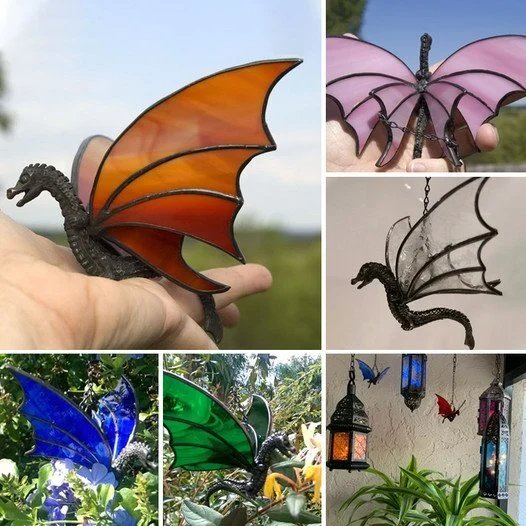Dragon Hanging Stained Suncatcher Creative Handmade Wind Chimes Stained