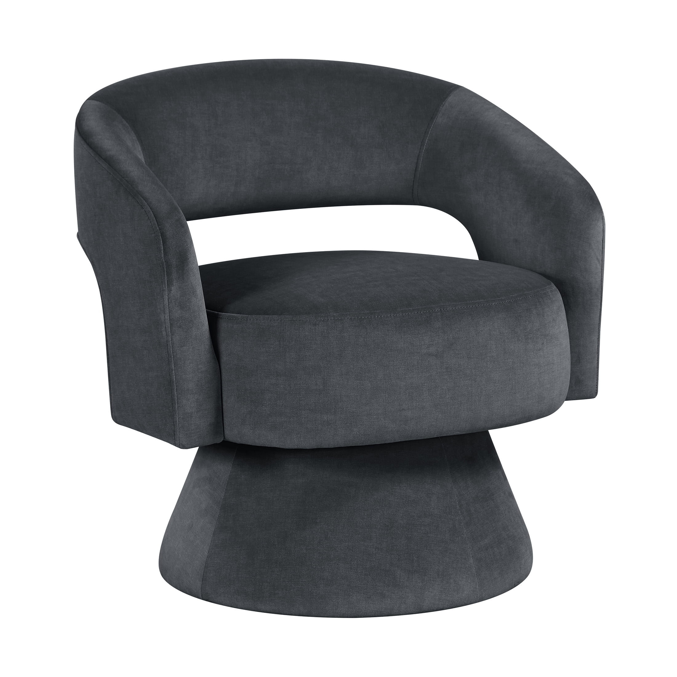 OakvillePark Alderwyn Velvet Swivel Chair with Round Base, Dark Gray