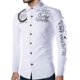 thumbnail image 2 of Camisas Para Hombre Camisa vaquera occidental para hombre con letras, manga larga, corte entallado, informal, de poliéster, con botones, estilo hippie, cuello (White, XL), 2 of 3