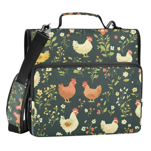 ALAZA Zipper Binder Chicken Flower 3 Ring Trapper Keeper File Folder Organizer Bag