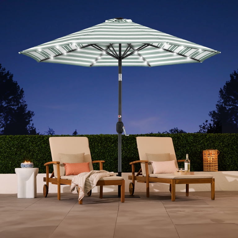 10ft solar led lighted patio umbrella w/ tilt adjustment Best Choice Products 10ft Solar LED Lighted Patio Umbrella w/ Tilt Adjustment, UV-Resistant Fabric