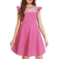 thumbnail image 1 of Girls Dress Summer Ruffle Sleeve Mesh Casual Party Dresses with Pockets for Kids, 1 of 18