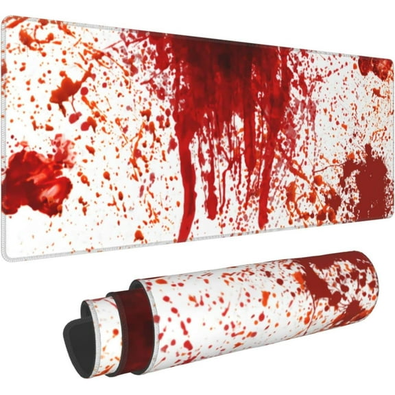 Blood Splatter Horror Mouse Pad Extended Large Gaming Mousepad XL Big Long Oversized Desk Mat Stitched Edges 31.5 X 11.8 Inch for Home Office