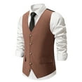 thumbnail image 2 of IROINNID Mens Suit Vest Formal Single Breasted Sleeveless Classic Waistcoat Button Dress Suit Vest,Coffee, 2 of 4