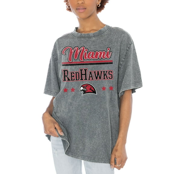 Women's Gameday Couture Gray Miami University RedHawks Here To Play Oversized T-Shirt