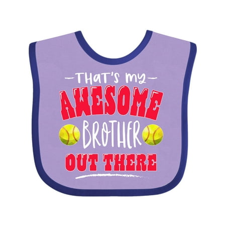 

Inktastic That s My Awesome Brother Out There with Softballs Gift Baby Boy or Baby Girl Bib