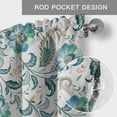 thumbnail image 6 of Teal Paisley Floral Farmhouse Short Window Curtain Valances, Boho Ethnic Tribe Traditional Rod Pocket Kitchen Valances for Living Room Bedroom Bathroom Cafe 42" x 12", 6 of 8